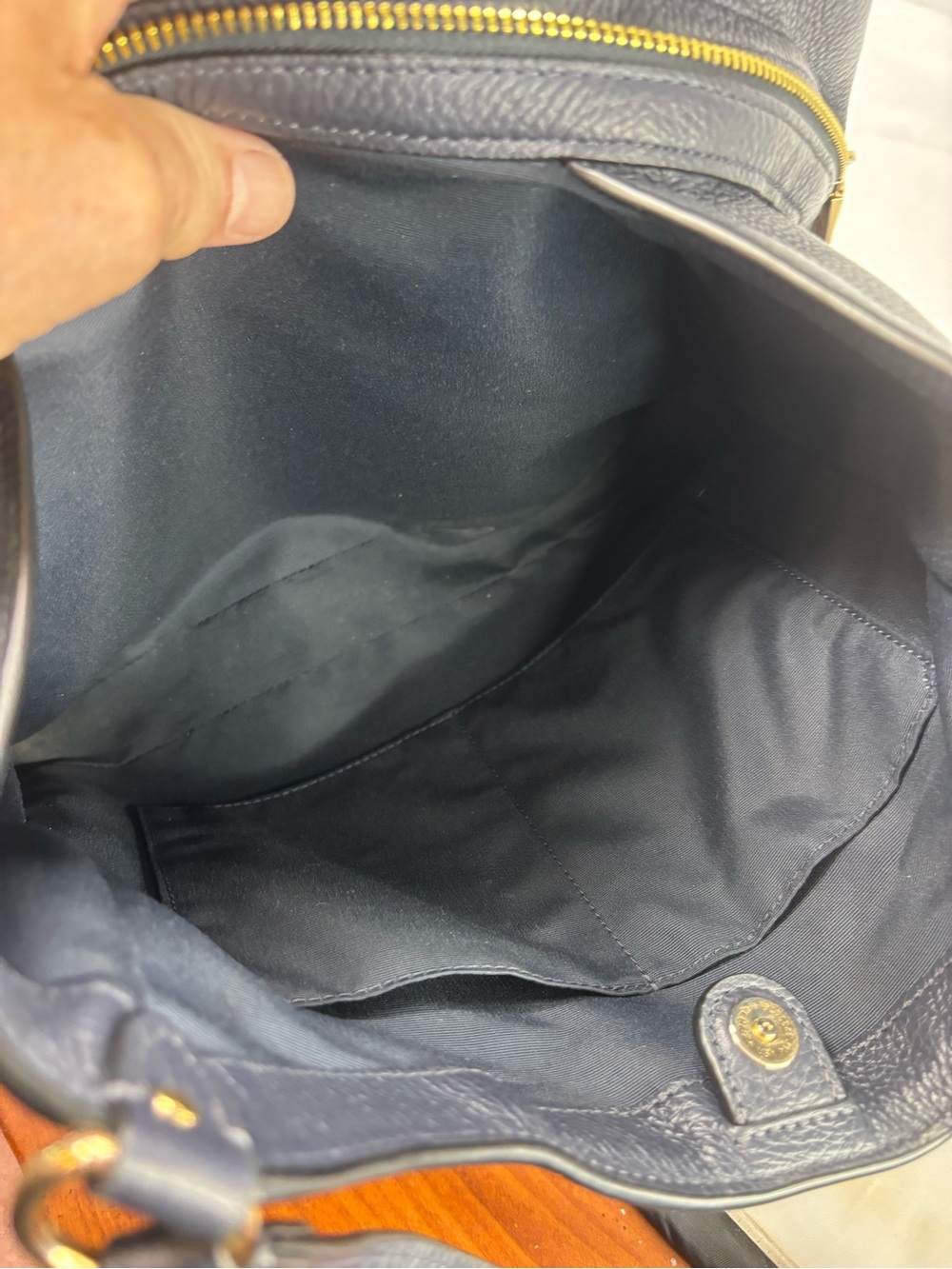Coach Kristy Shoulder Bag Navy Pebbled Leather Gold Hardware Tote Purse - Picture 5 of 16